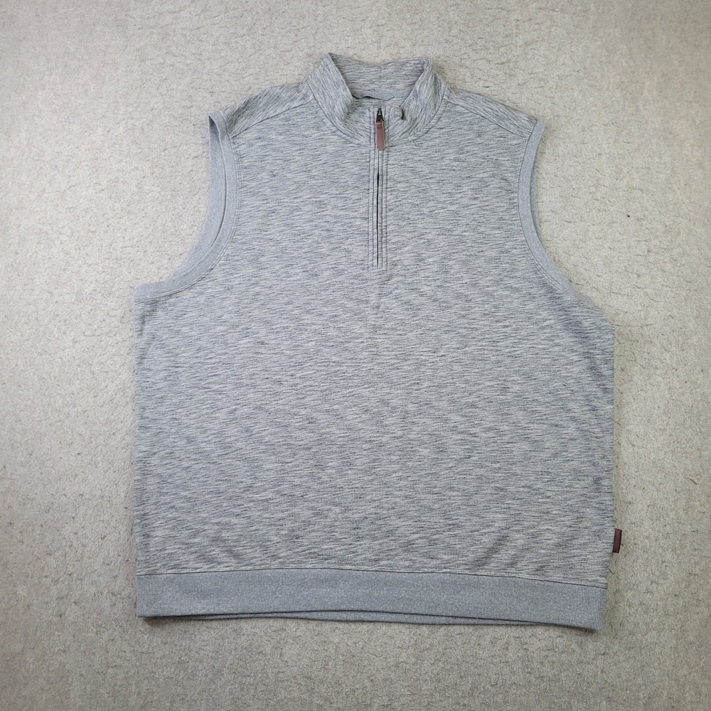 Duluth Trading 1/4 Zip Sweater Vest Mens XL Gray Pullover Mock Neck Stretch